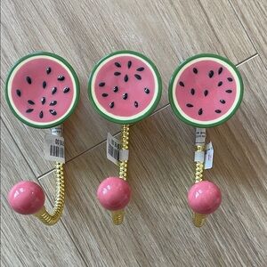 Anthropologie Watermelon Wall Hooks - Pink and Green (Set of 3) - NWT